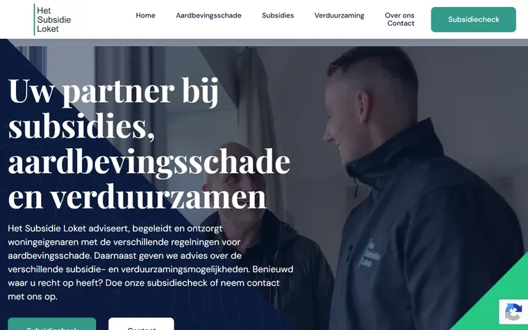 Screenshot van de homepage van hetsubsidieloket.nl