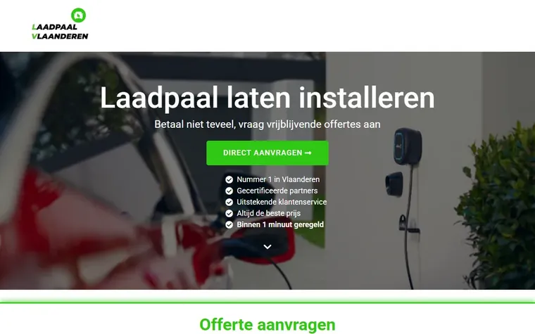 Screenshot van de homepage van laadpaalvlaanderen.be
