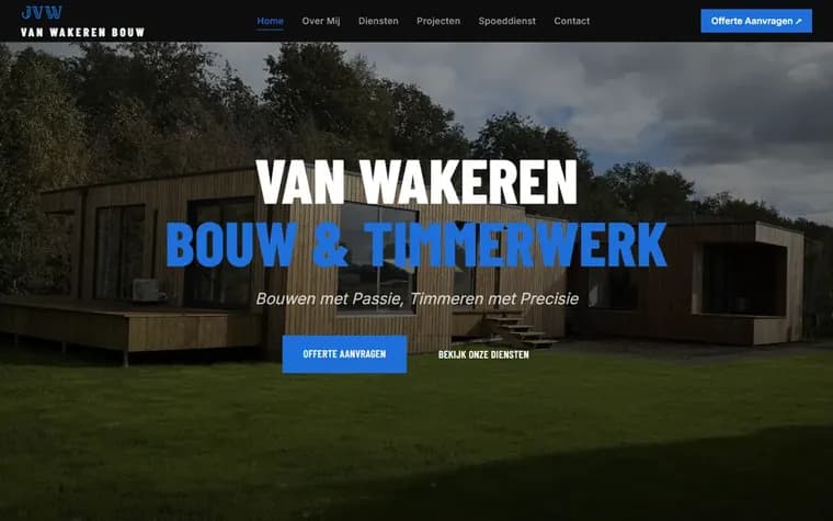 Screenshot van de homepage van vanwakerenbouw.nl